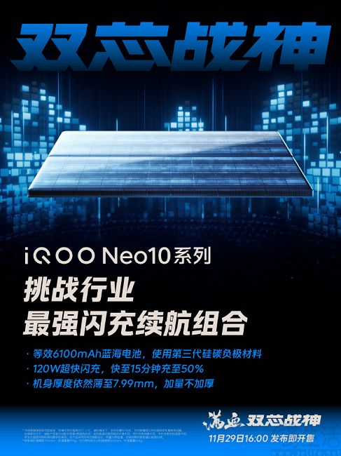 iQOO Neo10系列电池配置揭晓，预装OriginOS 5